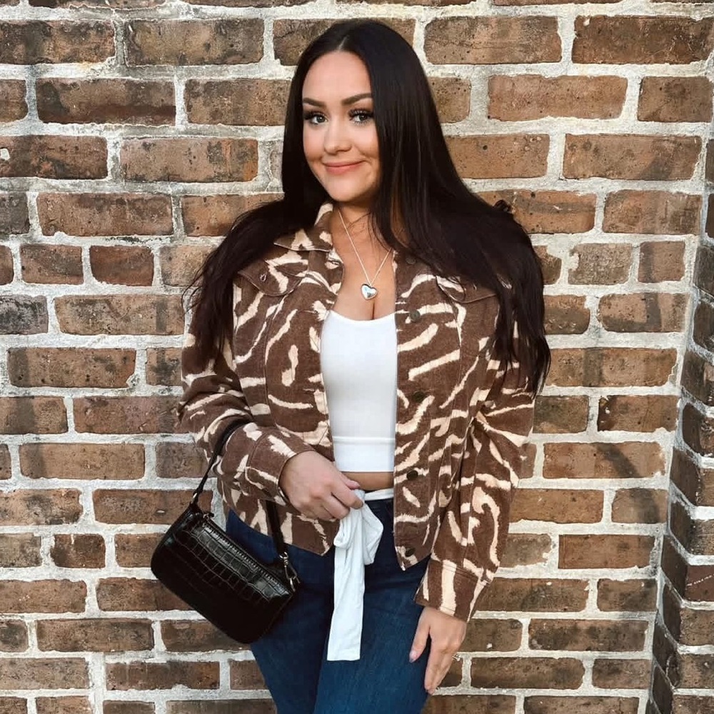 RALPH LAUREN JEANS CO. PATTERN GIRAFFE ANIMAL PRINT BROWN TAN DENIM JACKET SZ XL